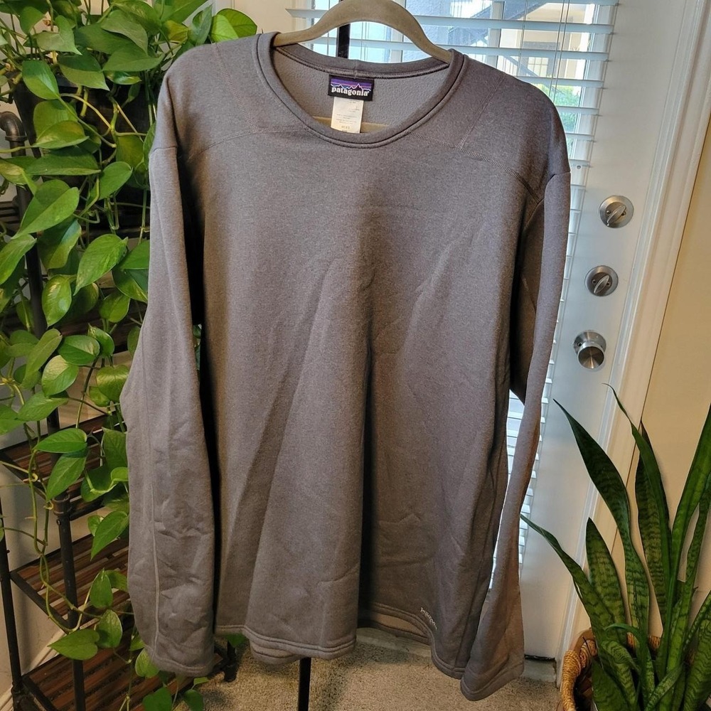 PATAGONIA MENS XXL GREY LONG SLEEVE PULLOVER CREWNECK SHIRT POLARTEC CAPILENE